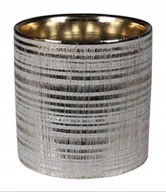 Donice - Osłonka Na Doniczkę Ceramiczna Szaro-Złota 13,5 Cm - miniaturka - grafika 1