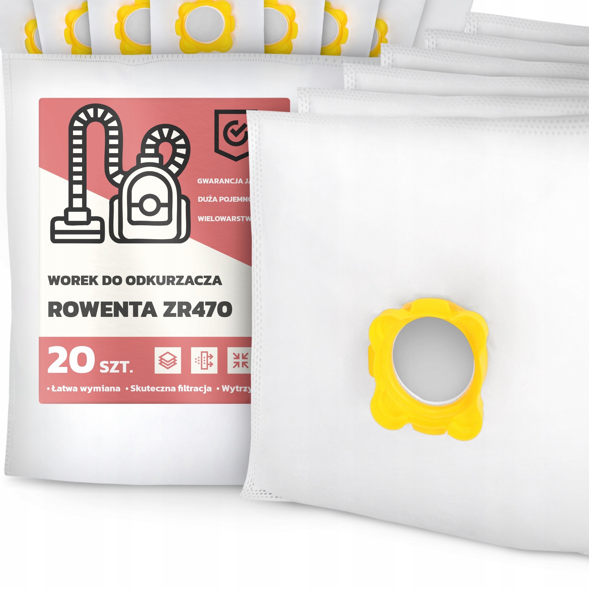 20x Worek do Odkurzacza Rowenta ZR470 Syntetyczny Mikrowłókna Duży Worki G9