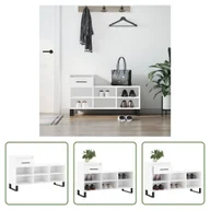 Szafki na buty - Stojak na buty The Living Store biały wysoki połysk 102x36x60 cm materiał drewnopochodny - miniaturka - grafika 1