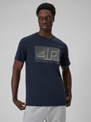 Koszulki męskie - 4F T-shirt regular z nadrukiem męski - granatowy XL - miniaturka - grafika 1