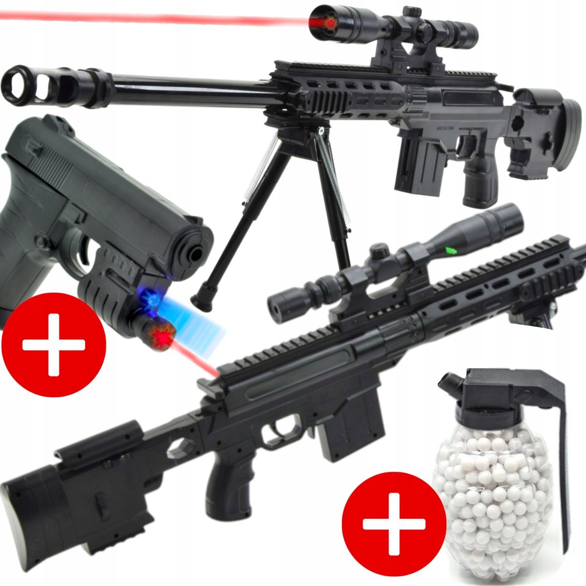 Ogromny Karabin Snajperski na Kulki Asg Barrett M82 96 Cm +pistolet +granat