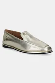 Mokasyny damskie - Tommy Hilfiger mokasyny skórzane HILFIGER GOLD LOAFER damskie kolor złoty na płaskim obcasie FW0FW08958 - miniaturka - grafika 1