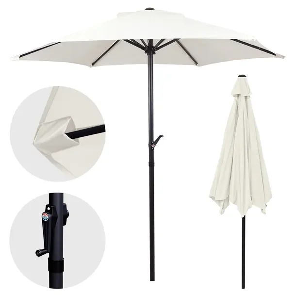 Parasol Ogrodowy 300 Cm Skłądany Duży Stabilny Na Taras Balkon Kremowy