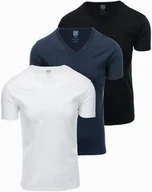 Koszulki męskie - Zestaw męskich t-shirtów bawełnianych V-neck BASIC czarny/biały/granatowy V1 OM-TSBS-0233 S - miniaturka - grafika 1