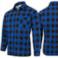 Koszule męskie - KOSZULA FLANELOWA MĘSKA BAWEŁNIANA W KRATĘ KLASYCZNA STYLOWA PRAKTYCZNA L BLUE - miniaturka - grafika 1