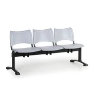 Inne meble biurowe - B2B Partner Ławka do poczekalni plastikowa VISIO, 3 siedzenia, szary, czarne nogi 9334 - miniaturka - grafika 1