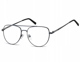 Sunoptic Okulary oprawki korekcyjne pilotki zerówki 889D granatowy + srebrny - Okulary korekcyjne, oprawki, szkła - miniaturka - grafika 1