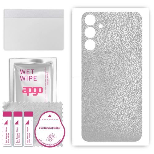 folia naklejka skórka strukturalna na TYŁ do Samsung Galaxy M15 5G - Skóra Srebrna - apgo SKINS