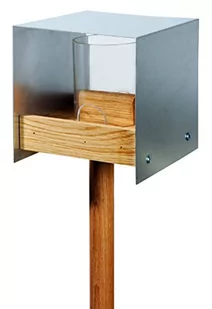 Luxus-Vogelhaus 46861E Eichenholz Vogelfutterhaus Mit Ständer, Aluminiumdach, Futtertablett Aus Eiche Und Futtersilo - Klatki i wyposażenie dla ptaków - miniaturka - grafika 1
