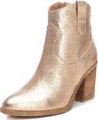 Botki damskie - Xti Damskie Botki Złote Metaliczne na Zamek 36 Żte - miniaturka - grafika 1