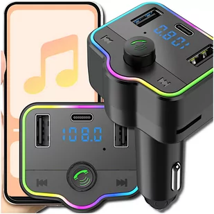 TRANSMITER BLUETOOTH 5.0 DO AUTA MICRO SD FM ŁADOWARKA 2xUSB TYP-C QUICK - Transmitery FM - miniaturka - grafika 1