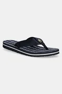 Klapki i japonki damskie - Tommy Hilfiger japonki TH CHAIN PRINT BEACH SANDAL damskie kolor granatowy na płaskim obcasie FW0FW08514 - miniaturka - grafika 1