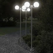 Lampy ogrodowe - Stojące lampy ogrodowe, 3 szt, srebrne, 215 cm, stal nierdzewna - miniaturka - grafika 1