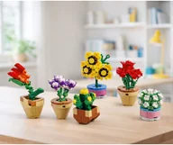 Klocki - Klocki Konstrukcyjne Kwiaty Roślinki w Doniczkach 6 Sztuk 256 el. - miniaturka - grafika 1