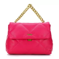 Torebki damskie - Torebka kuferek z miękkiej ekoskóry pikowana na łańcuszku różowa - miniaturka - grafika 1