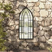 Pozostałe ozdoby ogrodowe - vidaXL Lustro ogrodowe, czarne, 100x45 cm, żelazne - miniaturka - grafika 1