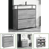 Szafki na buty - The Living Store Szafka na buty z 4 klapami Szara Sonoma 100x34x112 cm - miniaturka - grafika 1