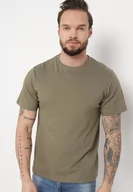 Koszulki męskie - Ciemnobeżowa Bawełniana Koszulka Klasyczna Kelnadia - miniaturka - grafika 1