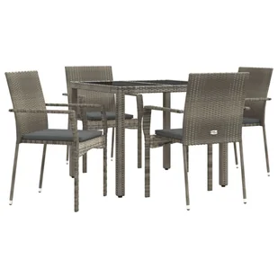 5-cz. zestaw mebli ogrodowych z poduszkami, szary, rattan PE - Meble ogrodowe - miniaturka - grafika 4