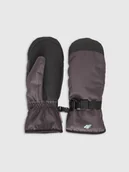 Rękawiczki - 4F Rękawiczki narciarskie Thinsulate dziewczęce - szare XL - miniaturka - grafika 1