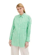 Bluzki damskie - TOM TAILOR Denim Damski bluzka w paski 1032792, 31188 - Vertical Green White Stripe, XL - miniaturka - grafika 1