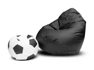 Pufy i podnóżki - Pufa sako XXXXL worek czarna + gratis piłka biało-czarna - miniaturka - grafika 1