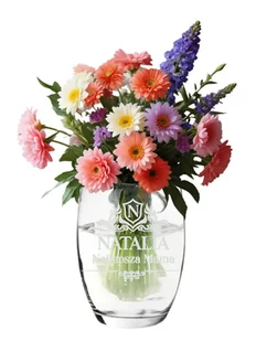 Szklany Wazon z grawerem 20 cm prezent na Dzień Mamy Urodziny Orchidea - Wazony i flakony - miniaturka - grafika 1
