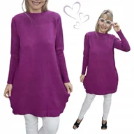 Bluzki damskie - DŁUŻSZY SWETER TUNIKA jak jedwab ciepły mięki prążek sukienka 46 48 3XL 4XL - miniaturka - grafika 1