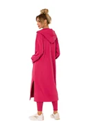 Bluzy damskie - Długa Rozpinana Bluza z Kapturem - Koralowa - MOE - miniaturka - grafika 1