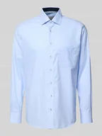 Koszule męskie - Koszula biznesowa o kroju regular fit z bawełny z kołnierzykiem typu kent - miniaturka - grafika 1