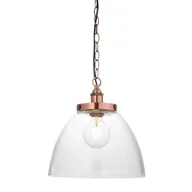 Lampy sufitowe - Lampa wisząca łańcuch Hansen Grand 106895 szklana miedziana przezroczysta - miniaturka - grafika 1