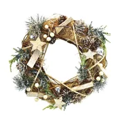 Ozdoby bożonarodzeniowe - Bożonarodzeniowy wieniec ratanowy Doreen, 30 cm - miniaturka - grafika 1