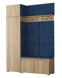 Szafa z siedziskiem tapicerowanym dąb sonoma + granat L5-T53 - Meble do przedpokoju Szafa z siedziskiem tapicerowanym dąb sonoma + granat L5-T53 - Meble do przedpokoju - miniaturka - grafika 1