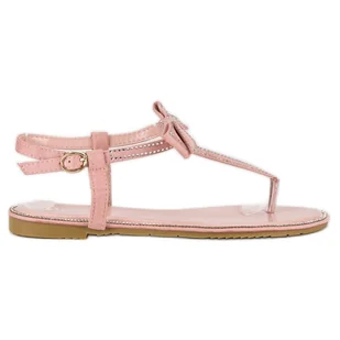 Melisa Sandały Japonki Z Kokardą różowe - ButyModne - Sandały damskie - miniaturka - grafika 1