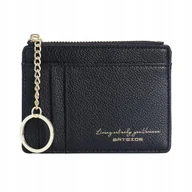 Portfele - SUGERU Damski Portfel Mini Skórzany Mały Zamek 8 Kieszeni Czarny - miniaturka - grafika 1