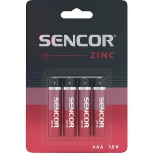 Bateria cynkowo-węglowa, AAA (LR03), AAA, 1.5V, Sencor, blistr, 4-pack - Baterie i akcesoria - miniaturka - grafika 1