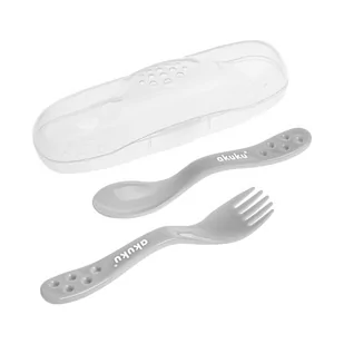 AKUKU A0073 Sztućce w etui szare - Sztućce dla dzieci - miniaturka - grafika 1