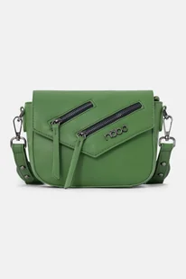 Mała listonoszka Nobo z suwakami, zielona - Torebki damskie - miniaturka - grafika 1