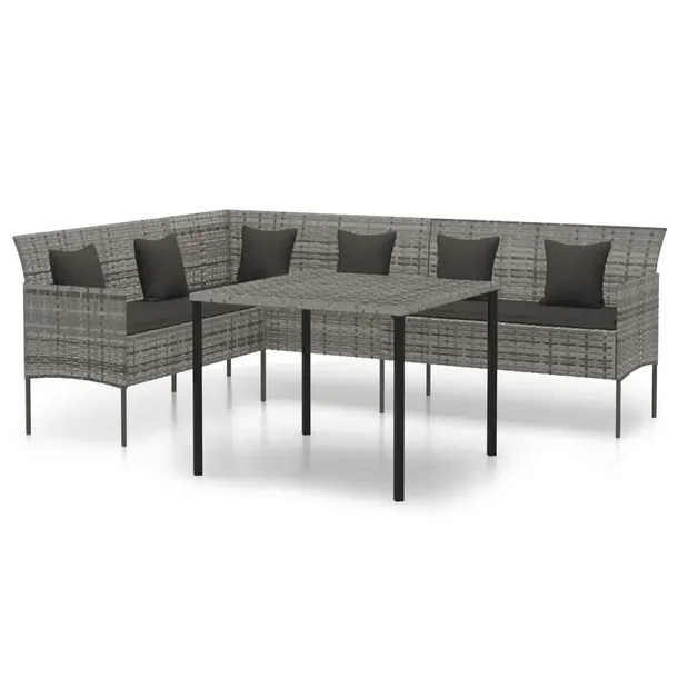 Modny zestaw mebli ogrodowych szary, rattan PE, wymiary: 220x162x79,5 cm