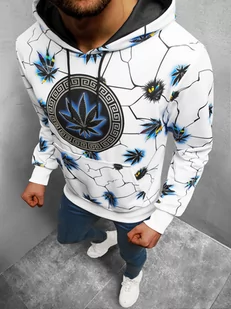 BLUZA Z KAPTUREM MĘSKA BIAŁA OZONEE O/HM727Z - Ozonee - Bluzy męskie - miniaturka - grafika 1