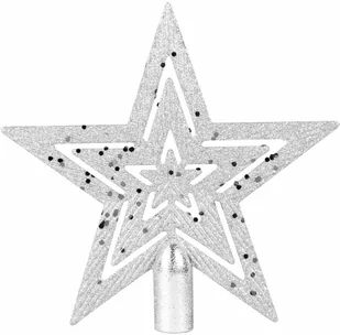 Gwiazda choinkowa srebrna z brokatem - 1 szt. - Ozdoby bożonarodzeniowe - miniaturka - grafika 1