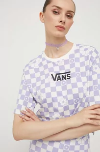 Vans t-shirt bawełniany kolor fioletowy - Koszulki sportowe damskie - miniaturka - grafika 1
