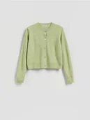 Swetry damskie - Reserved - Wełniany kardigan - jasnozielony - miniaturka - grafika 1