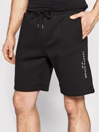 Spodnie sportowe męskie - Tommy Hilfiger Szorty sportowe Logo MW0MW22198 Czarny Regular Fit - miniaturka - grafika 1