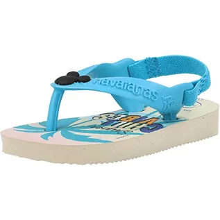 Buty dla dziewczynek - Havaianas klapki japonki baby disney classic, Beżowa słomka, niebieska, 17/18 EU - grafika 1