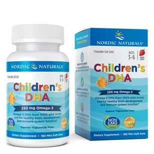 Omega Pharma NORDIC NATURALS Nordic Naturals Childrens DHA 3 225mg dla dzieci 3+ smak truskawkowy 180 kapsułek 1125067 - Witaminy i minerały - miniaturka - grafika 1