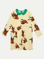 Sukienki i spódniczki dla dziewczynek - Mini Rodini Sukienka codzienna Ducks 2275012123 Żółty Regular Fit - miniaturka - grafika 1
