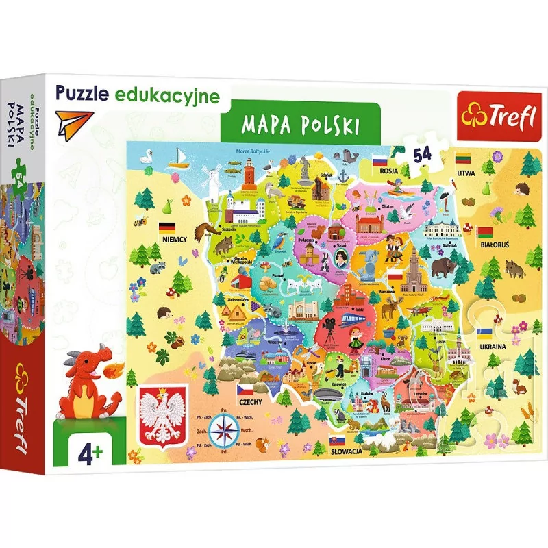 Trefl Puzzle 54el 15556 Trefliki Mapa Polski Pu