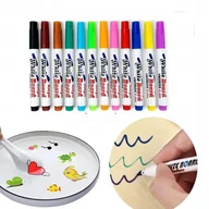 Przybory szkolne - Zestaw Pisaków Markerów 12 Sztuk Tablic Suchościeralnych Magiczne Na Wodzie - miniaturka - grafika 1