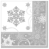 Gadżety dla niej i dla niego - Amscan Serwetki "Płatki Śniegu", 33 cm, 20 szt 511559 - miniaturka - grafika 1